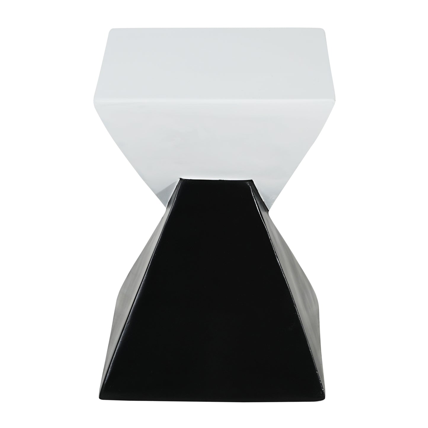 Modern Geometric MGO Side Table - Black & White Two Tone Indoor Outdoor End Table for Living Room, Patio, Garden, 18'' H x 12.5'' Base