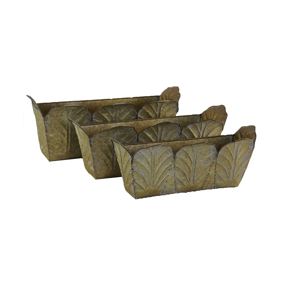 Set of 3 Rustic Wall Metal Planter, L:21.7x8.7x8" M:21.3x8x7.7" S:18x7x7"