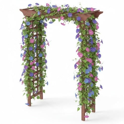 85 in. x 63 in. Wooden Garden Arbor,Outdoor Garden Arch Trellis for Climbing Vines,Garden Arbor Arch with Trellis-Brown