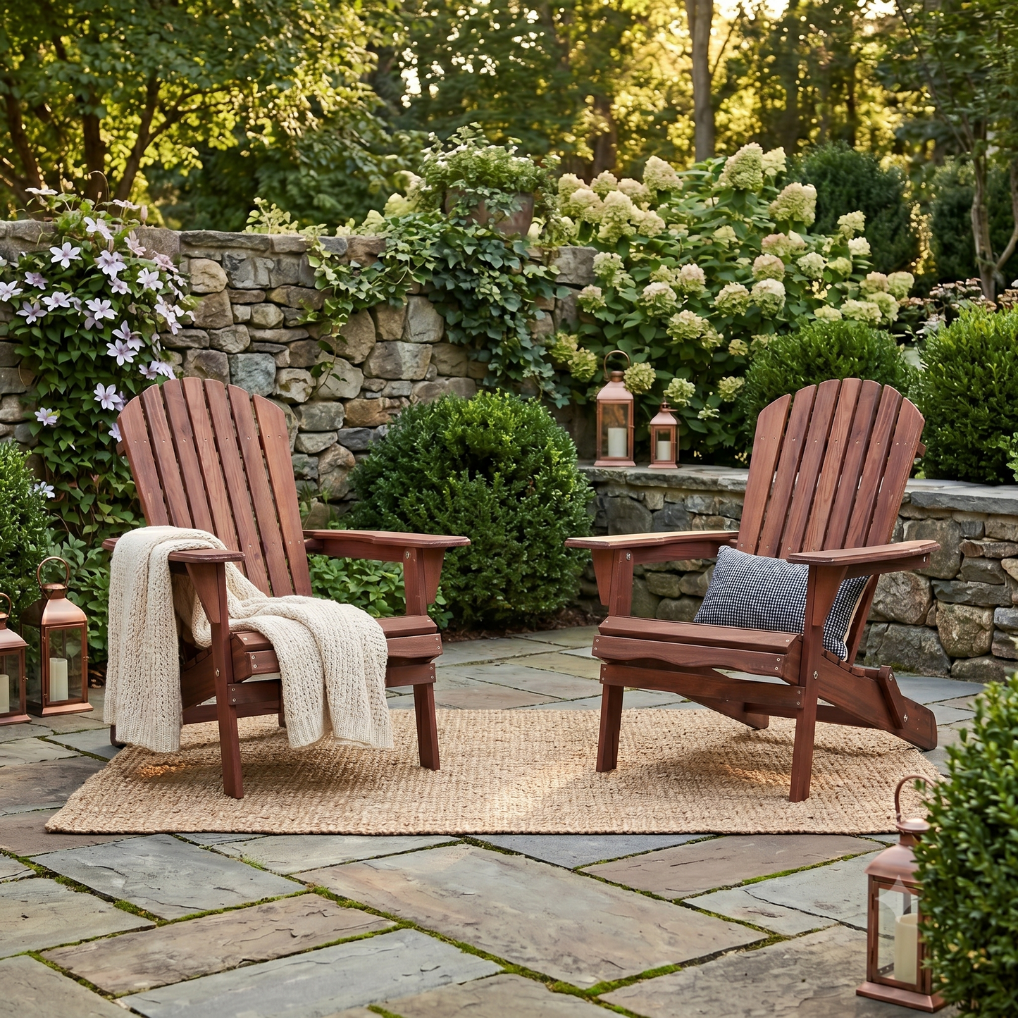 Wooden Outdoor Folding Adirondack Chair Set of 2 Wood Lounge Patio Chair for Garden,Garden, Lawn, Backyard, Deck, Pool Side, Fire Pit,Half Assembled,