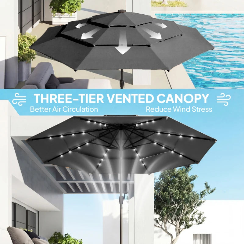 3 Tier Outdoor Table Umbrella,Outdoor Patio Umbrella (Only Umbrella)