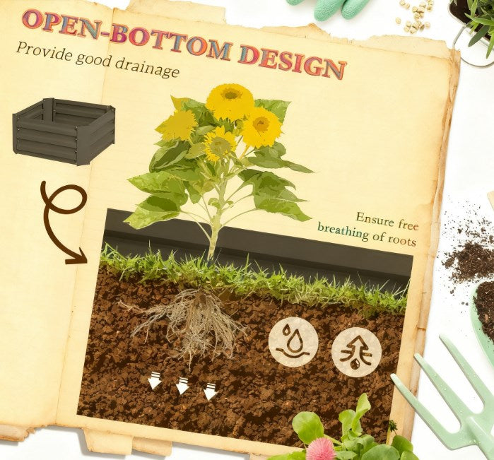 Raised Garden Bed,Garden Bed,Galvanized Planter Box with Cage for Climbing Vines