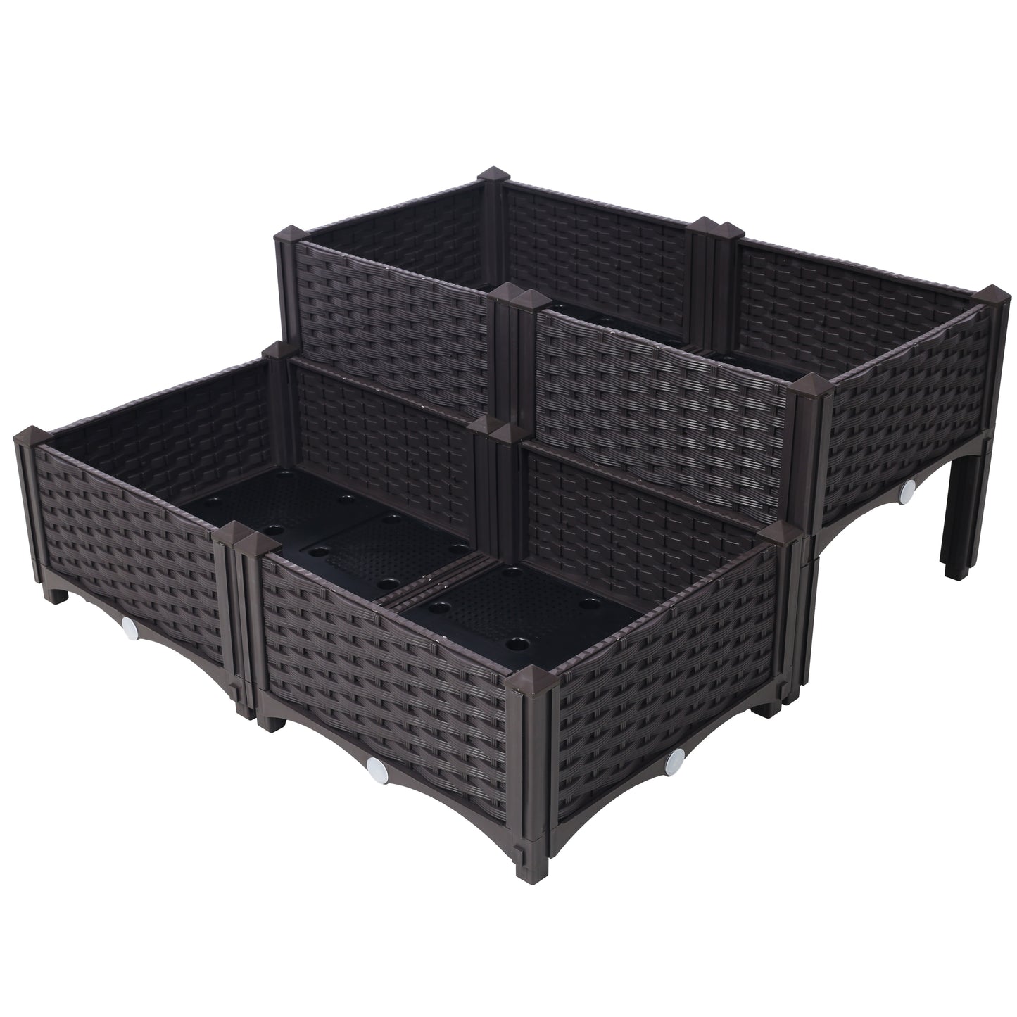 4 Piece Raised Garden Bed with Legs, Self-Watering Planter Box Raised Bed to Grow Flowers, Herbs & Vegetables, Brown