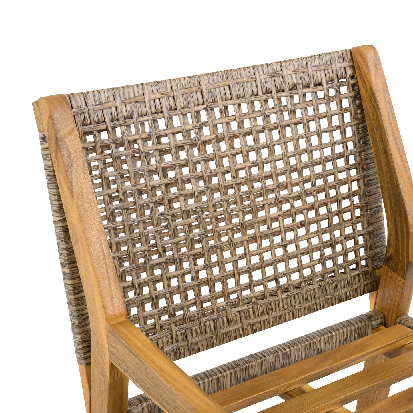 OUTDOOR DINING CHAIR SET-Acacia Wood and Wicker with Cream Cushion Patio Furniture-Teak finish & wicke Brown ,Suitable for large gatherings-set of 6(N770P272397G(3-box))