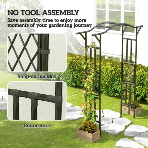 94 .5 in. H x 55 in. W Metal Garden Arch, Climbing Plants Trellis, Outdoor Garden Wedding Party Events, Black