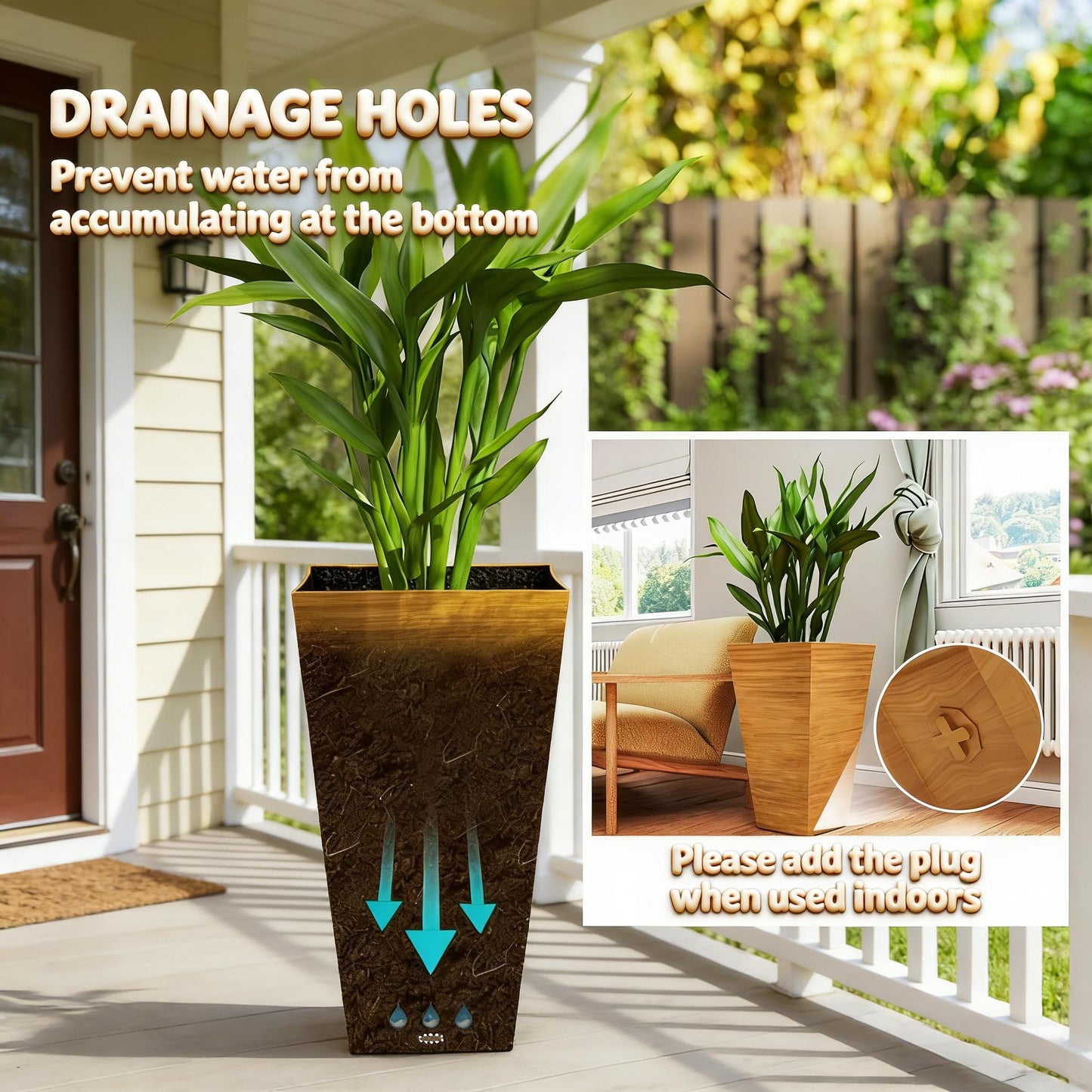 Classic Planter,Outdoor Planter,Set of 3 Tall Planters