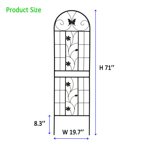 86.7 in. Black Iron Garden Trellis Outdoor Climbing Plant/Flower Support (4-Pack) Butterfly Style