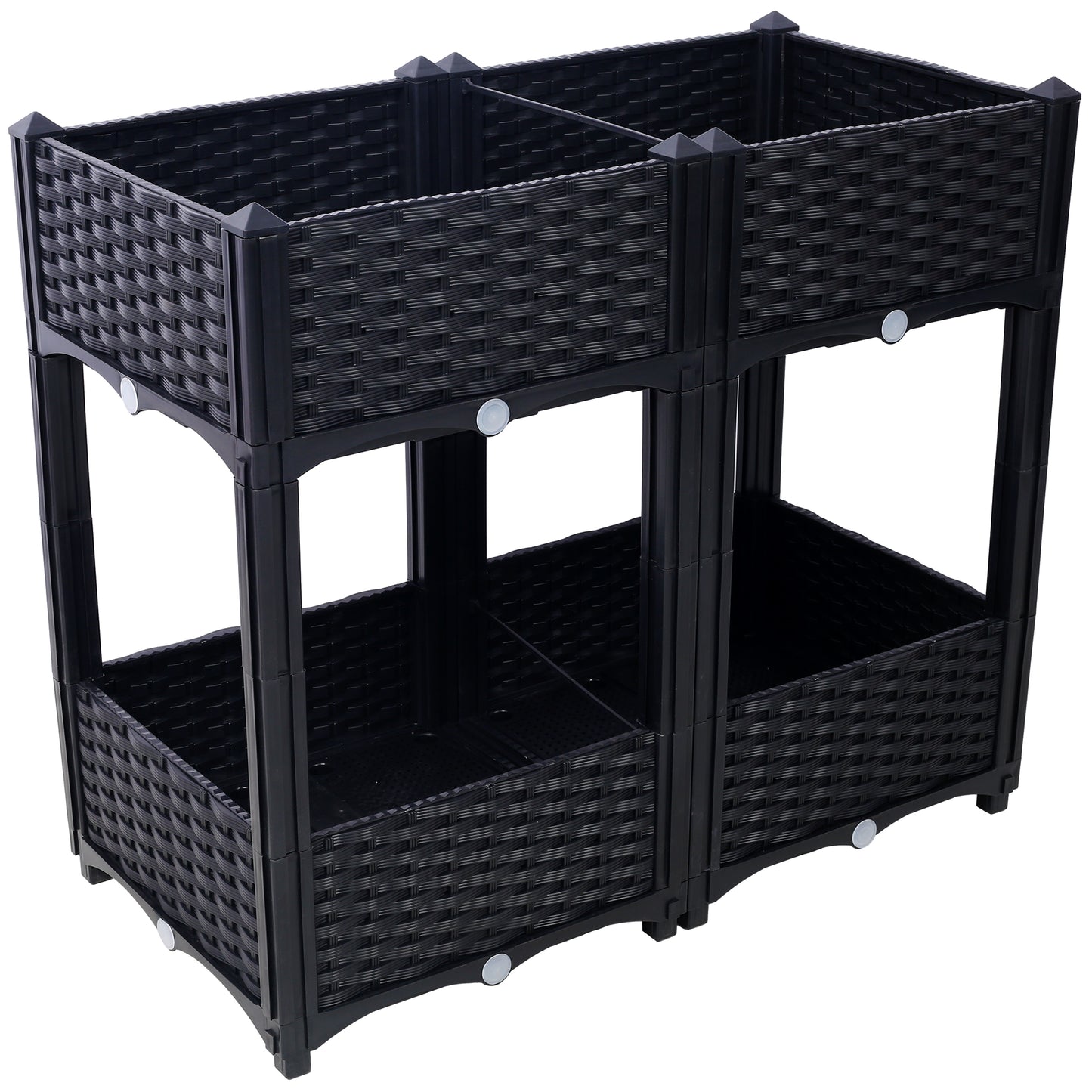 Planter Raised Beds - Elevated Planter Garden Box with Drainage Plug Raised Garden Beds for Vegetable/Flower/Herb Outdoor Standing Planter Beds Gardening Kit,Black,31.5"x15.7"x27.7"