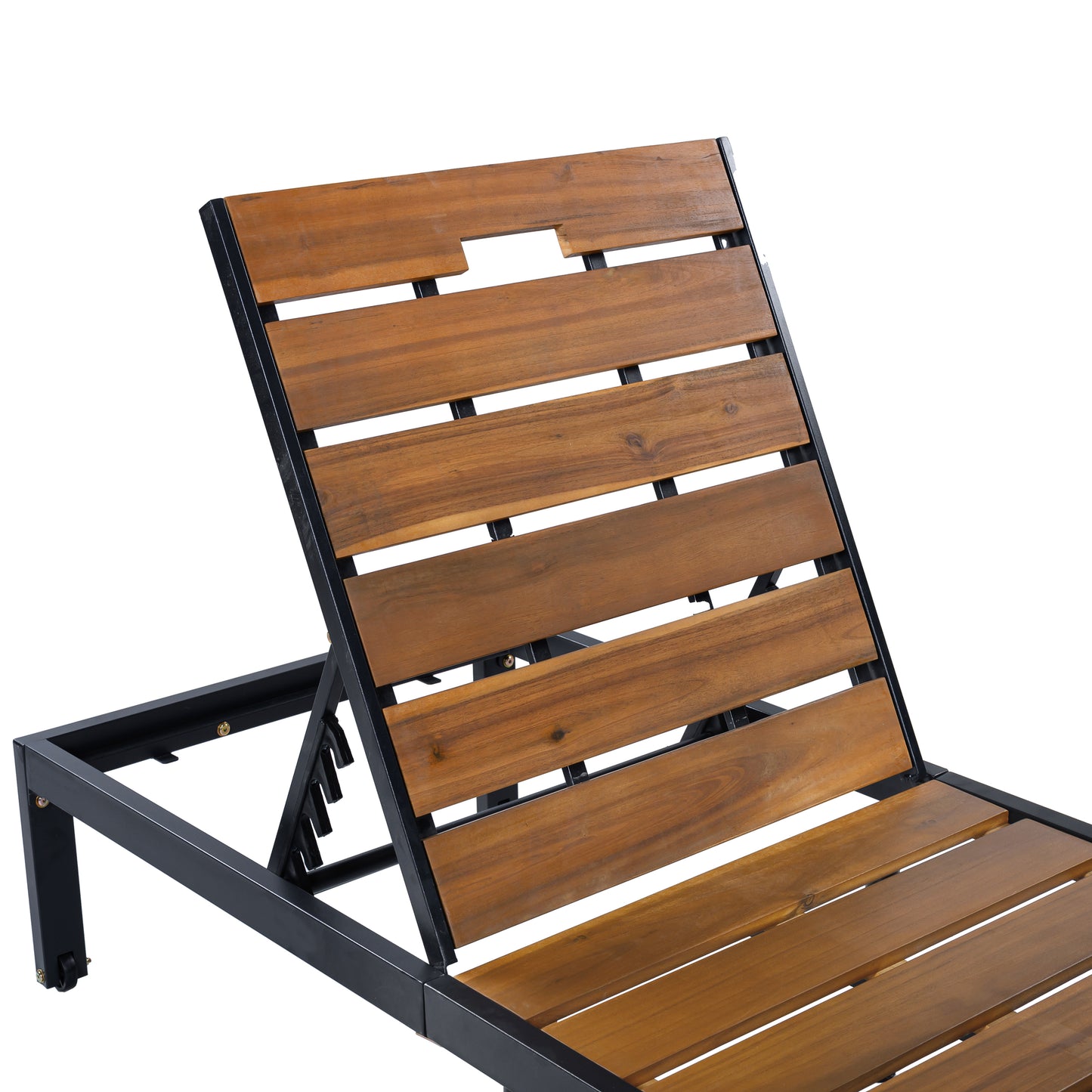 Outdoor Chaise Lounges Pool Lounge Chairs Outdoor Daybed Recliner with Adjustable Backrest for Patio, Poolside or Beach, Black+Natural