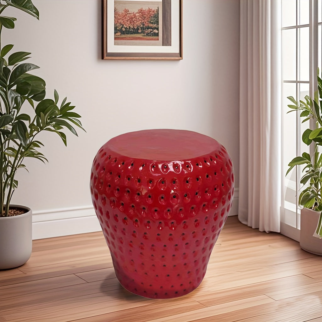Strawberry Fruit Stool, 13.4"Oversized Resin Stool, Side Table, Home Decor Plant Stand Garden Indoor Outdoor Decorations, Multi-Purpose Innovative Garden Furniture