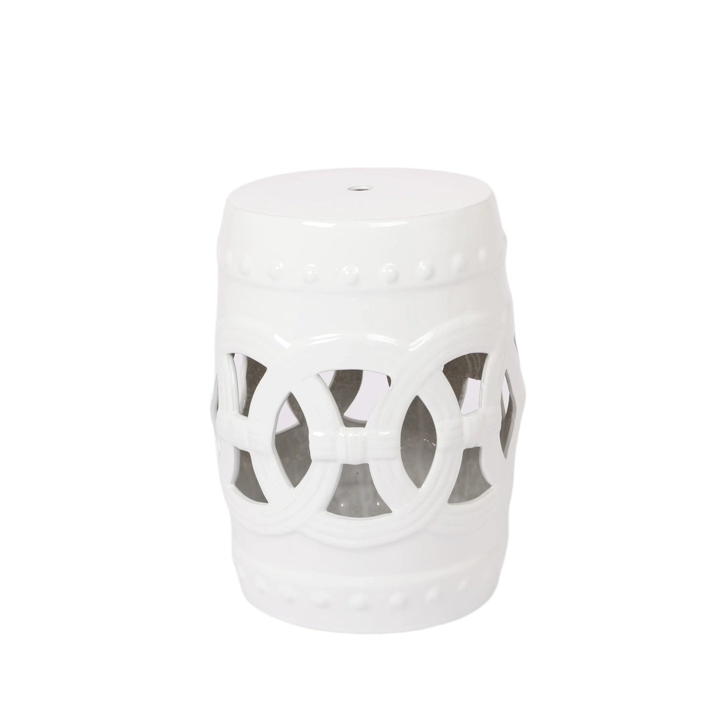 10.5" x 17" Glazed Ceramic Drum Stool - Indoor/Outdoor Side Table - Accent Garden Stool