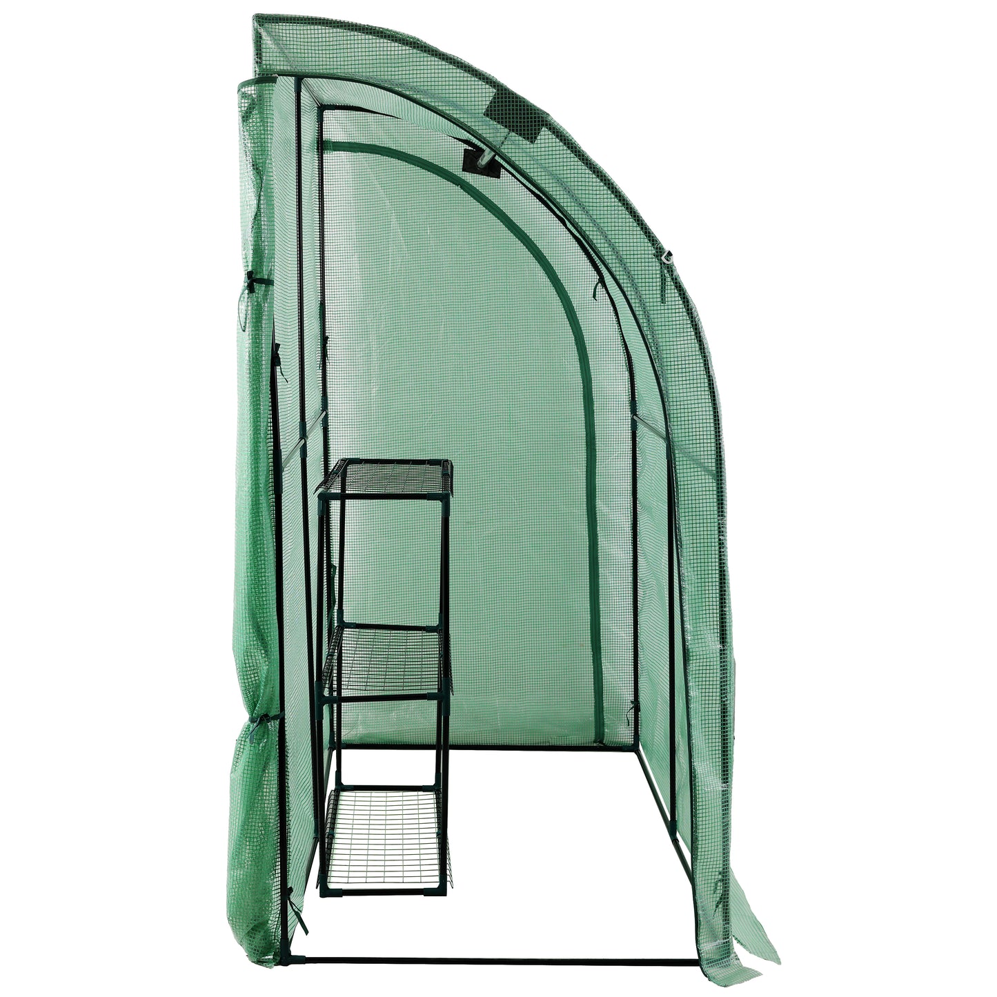 3 Tier Lean-To Portable Greenhouse, Heavy Duty Indoor Outdoor Garden Greenhouse with Wire Shelves, 2 Roll-Up Zipper Doors, Easy Assembly, 79"x39"x83", PE Weatherproof Cover