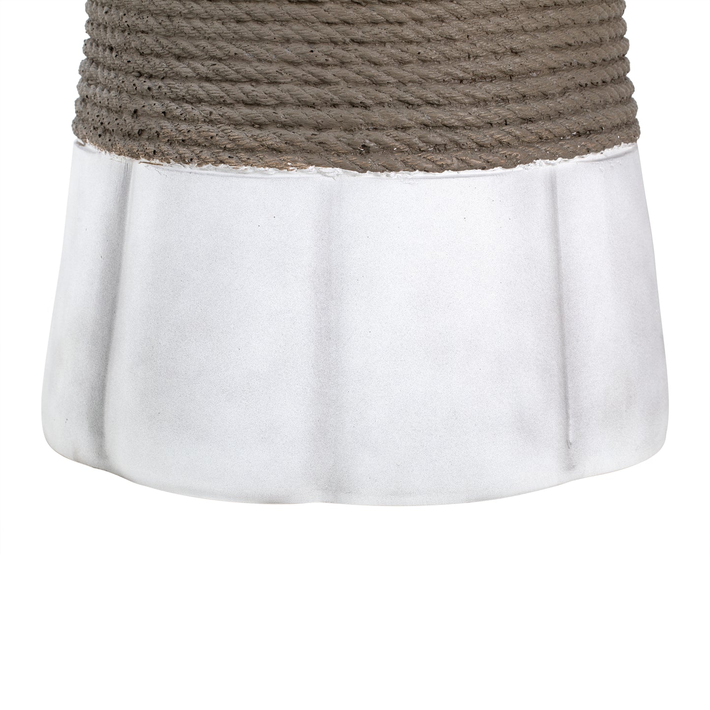 Outdoor Light Gray & Brown Retro Woven Rope & Fan-Base MGO Side Table – End Table for Home, Office, Living Room & Outdoor