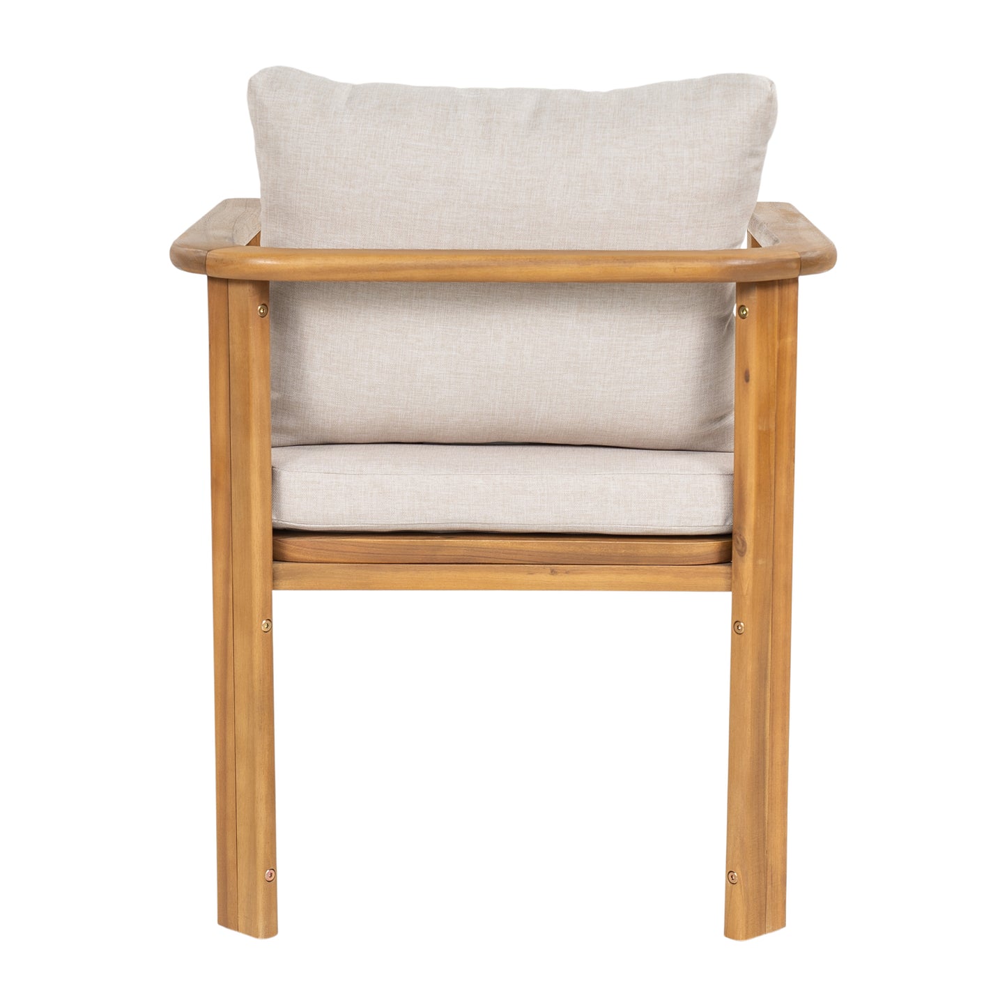 Kaja Outdoor Acacia Wood Dining Chair, Teak Finish Frame With Beige Cushion, Set of 2