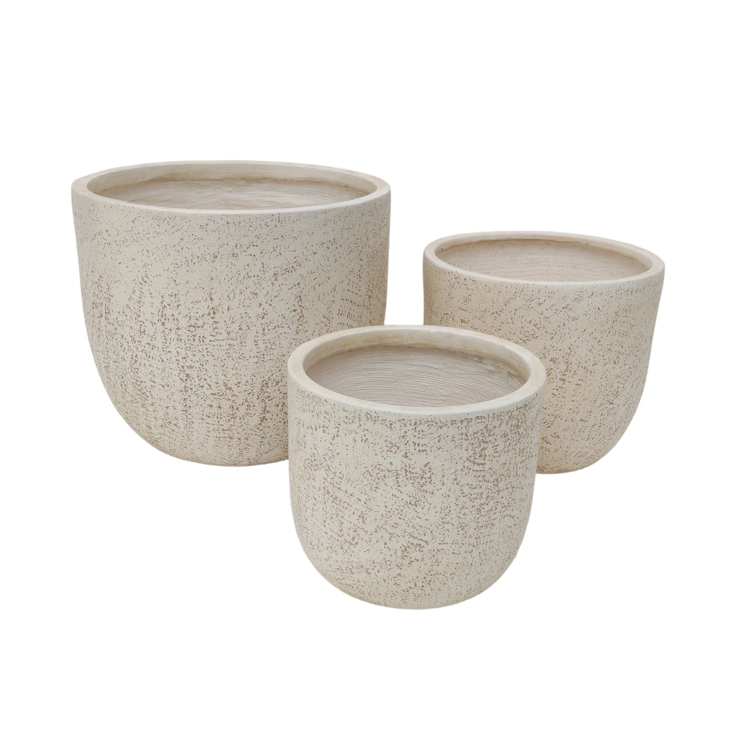 Large Outdoor Indoor Planter, 15.9"+12"+10" Dia Round Magnesium Oxide Planter Set of 3, Flower Pots with Drainage Holes,  Modern Design Planter for Home Garden Patio