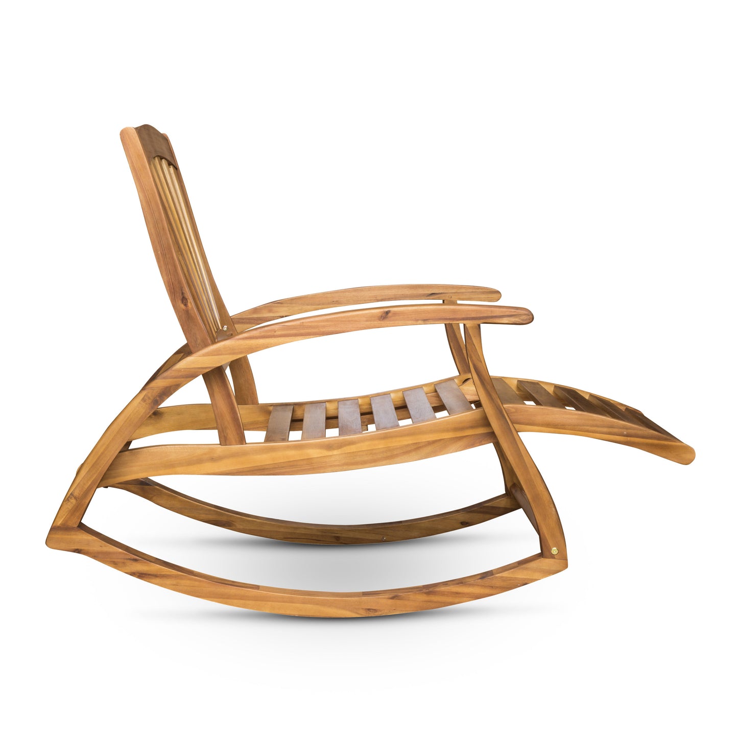 Outdoor Acacia wood Rocking Chair with Retractable foot panel,Rocker Patio Rocking Chair for Porch, Patio, Balcony,