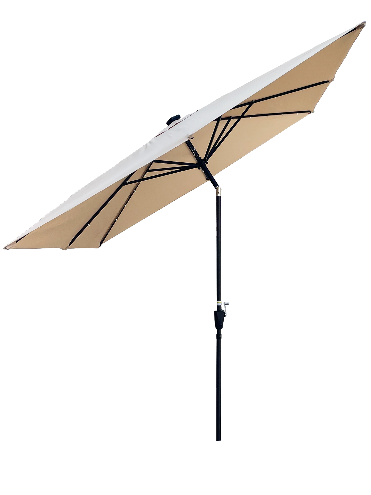 Square 2.5X2.5M Outdoor Patio Umbrella Solar Powered LED Lighted Sun Shade Market Waterproof 8 Ribs Umbrella with Crank and Cross Base for Garden Deck Backyard Pool Shade Outside Deck Swimming Pool