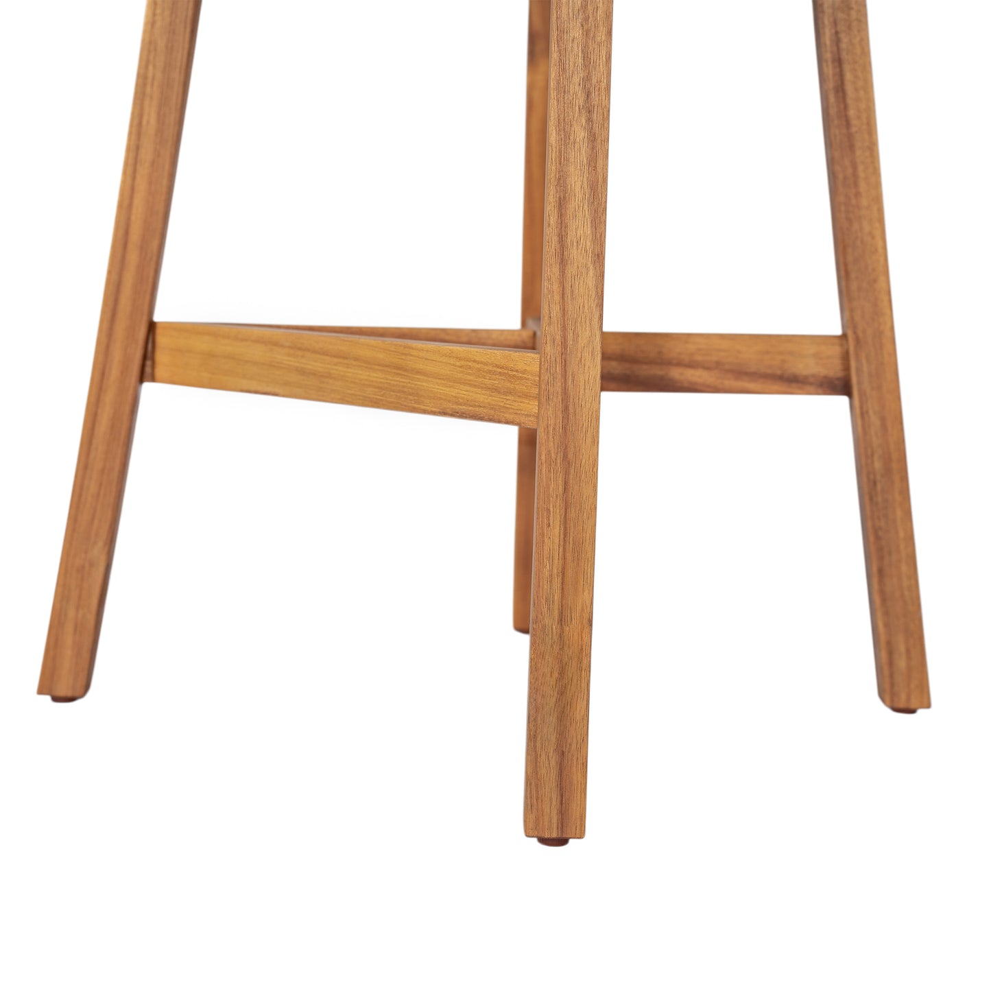 Lymington Outdoor Bar Stool, Teak Finished Wood with Light Brown Wicker, Set of 2