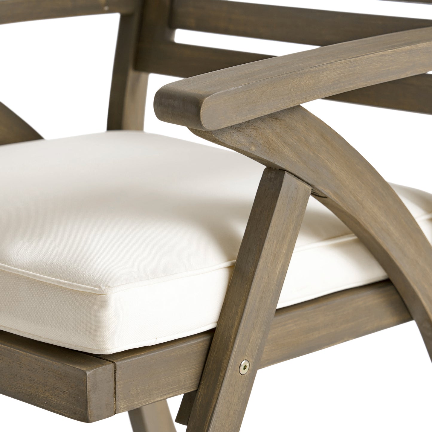Helen Outdoor Acacia Wood Dining Chair, Gray and Crème(Set of 2)