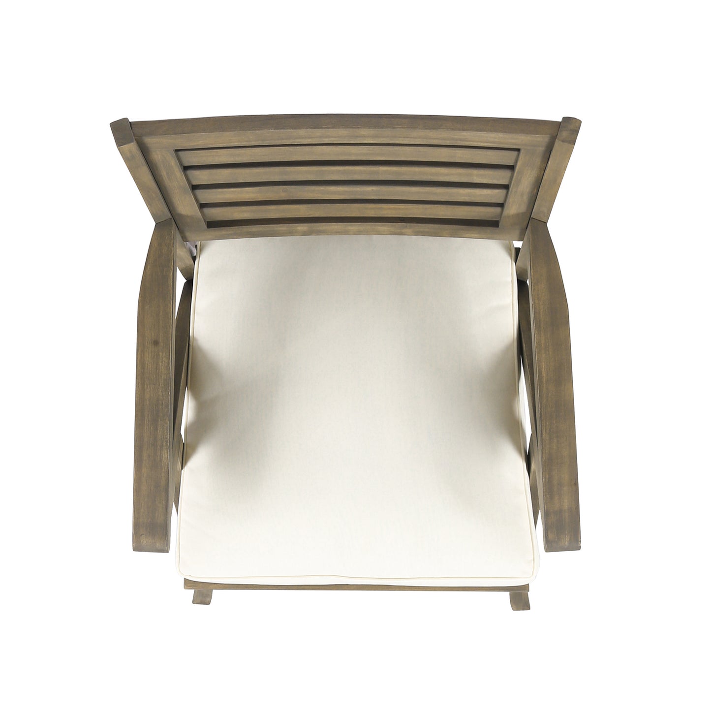 Helen Outdoor Acacia Wood Dining Chair, Gray and Crème(Set of 2)