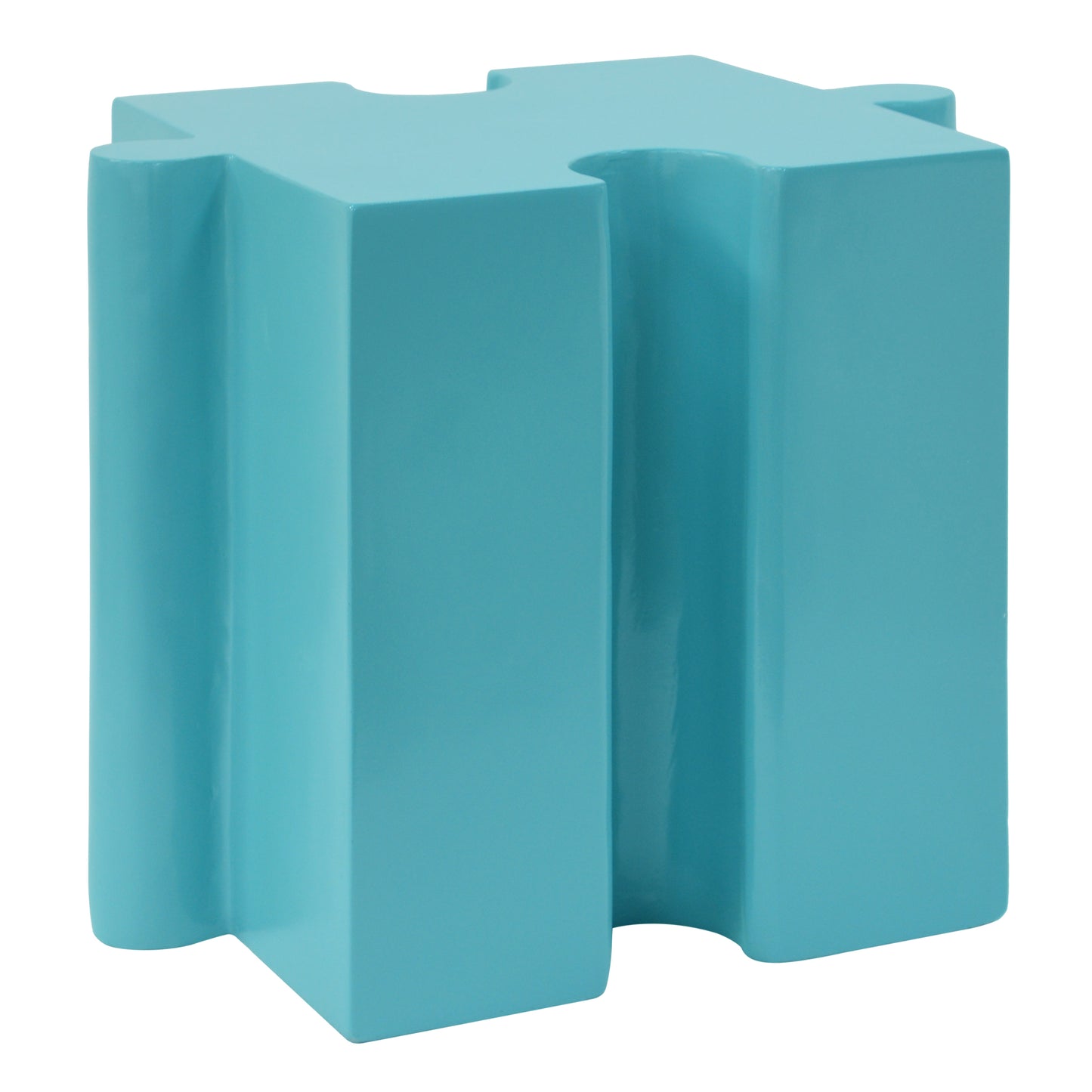3-Piece Artistic Puzzle Table Set,Modular MGO Side Tables with Interlocking Design (2 Convex & 1 Concave), 200lb Capacity for Indoor & Outdoor, Light Green & Light Blue Color