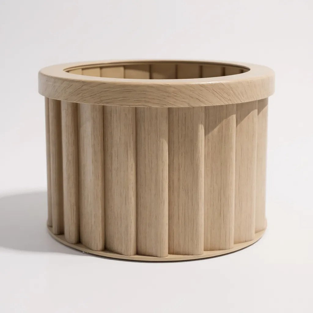 Round Strata Planter MD - Beige Brown