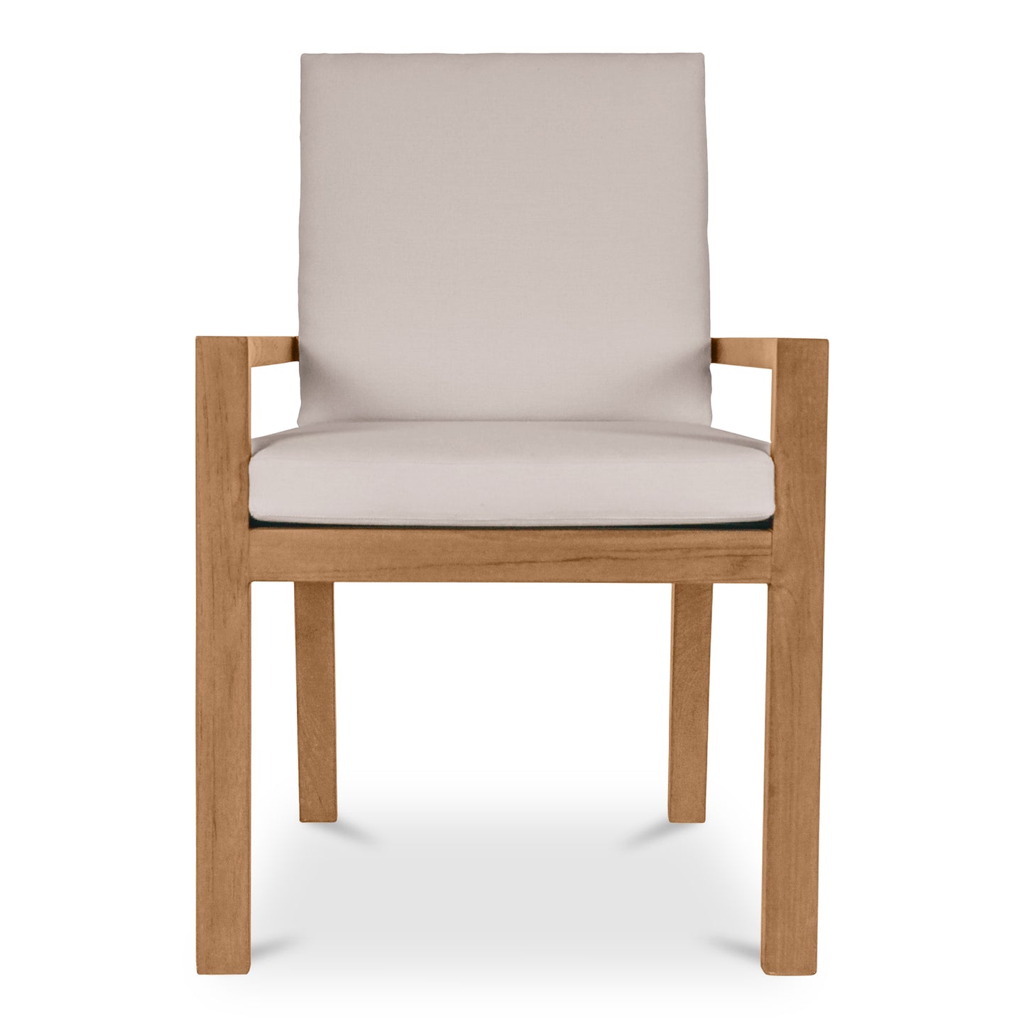 Outdoor Dining Chair, Slatted Back, Solid Teak, Quick Dry Foam, White