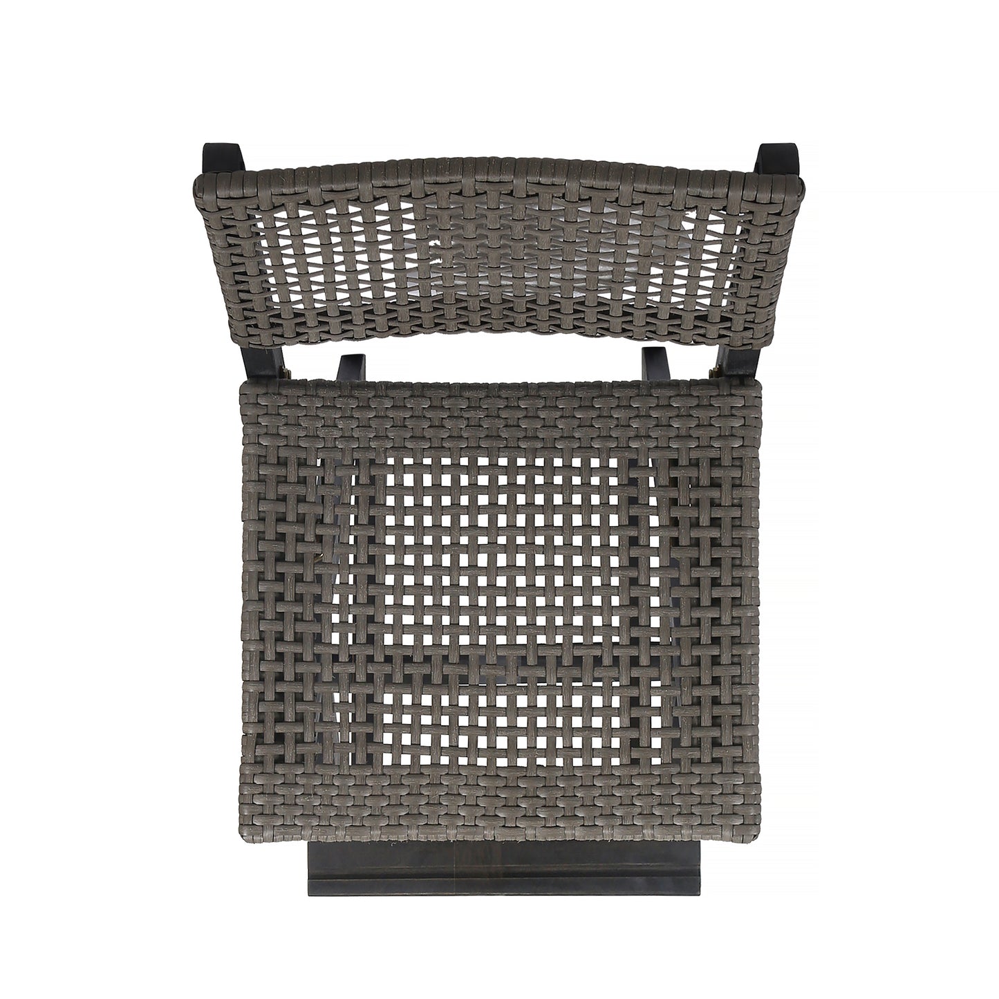 41.75" Outdoor Folding Acacia Wood Barstools with PE Rattan Backrest and Seat, Dark Grey Finish (Set of 2)