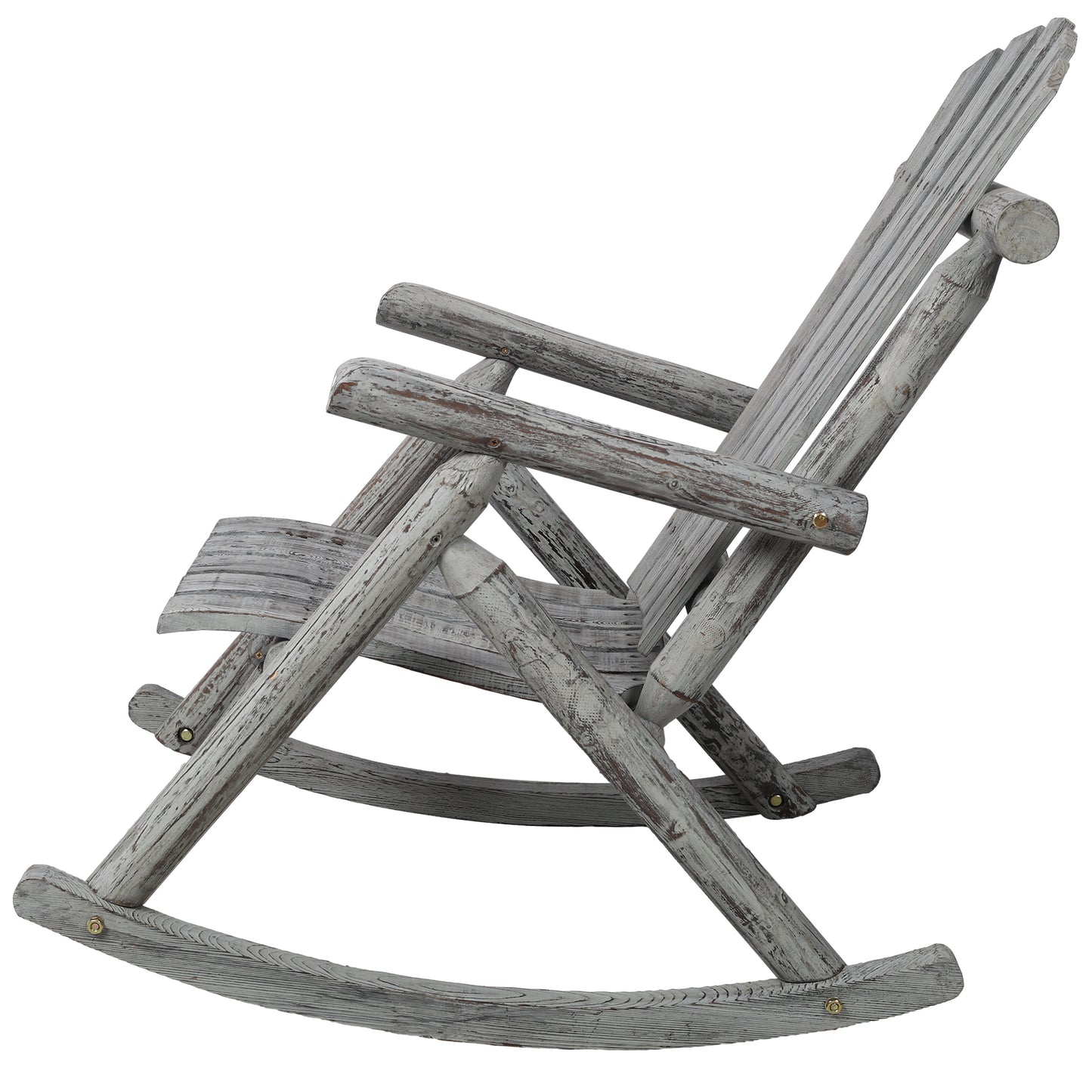Wooden Porch Rocker Chair,Durable Wooden Porch Rocker Chair,Fir log Rocking Chair,Patio Rockers for Outside,Garde.Light Gray Color