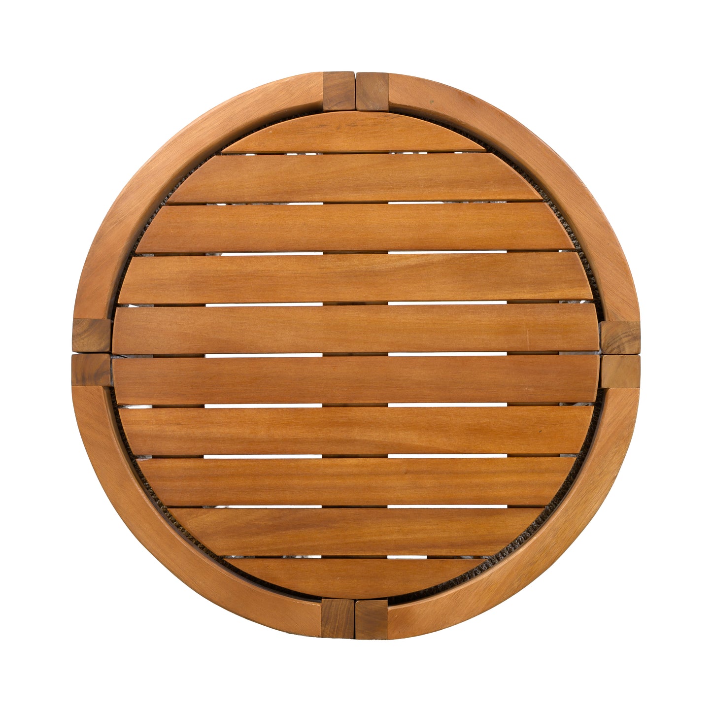 16.9" Acacia Wood Outdoor Side Table - Handwoven Rope Accent Boho Patio Table with All-Weather Durability