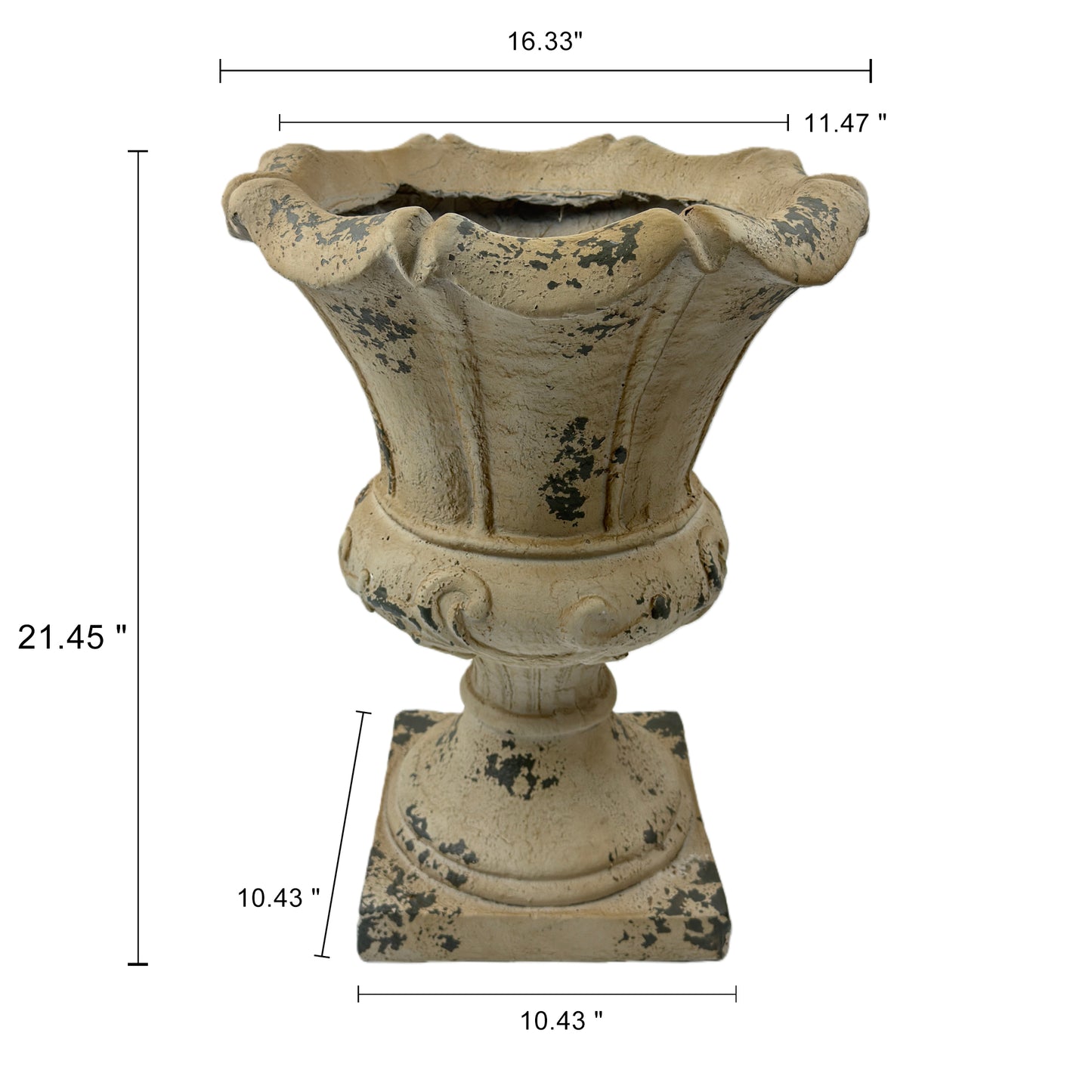 MGO Garden Planter, Garden decoration and planting,Color Antique White, Side 16.33"Wx16.33''Dx21.45"H
