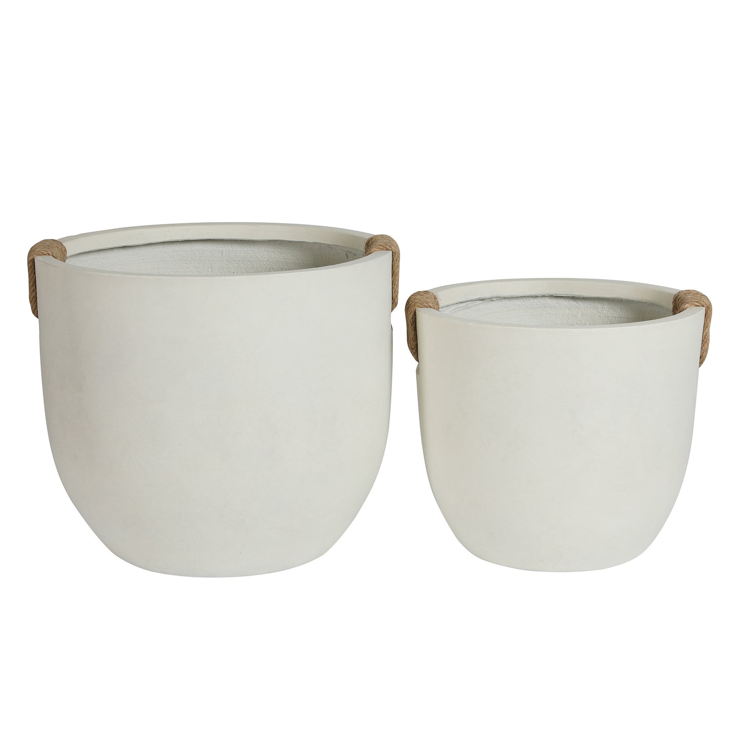 Round Concrete Planter Set of 2, Large Outdoor Indoor Handmade Rustic Decorative Planter Pots with Drainage Holes for Home Garden Patio,15" x 13" & 18" x 16" (Off white)