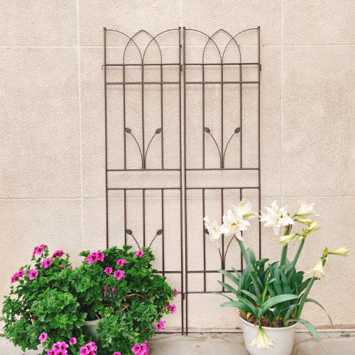 71 in. H 4-Pack Brown Metal Garden Trellis Rustproof Trellis for Climbing Plants Outdoor Flower Support