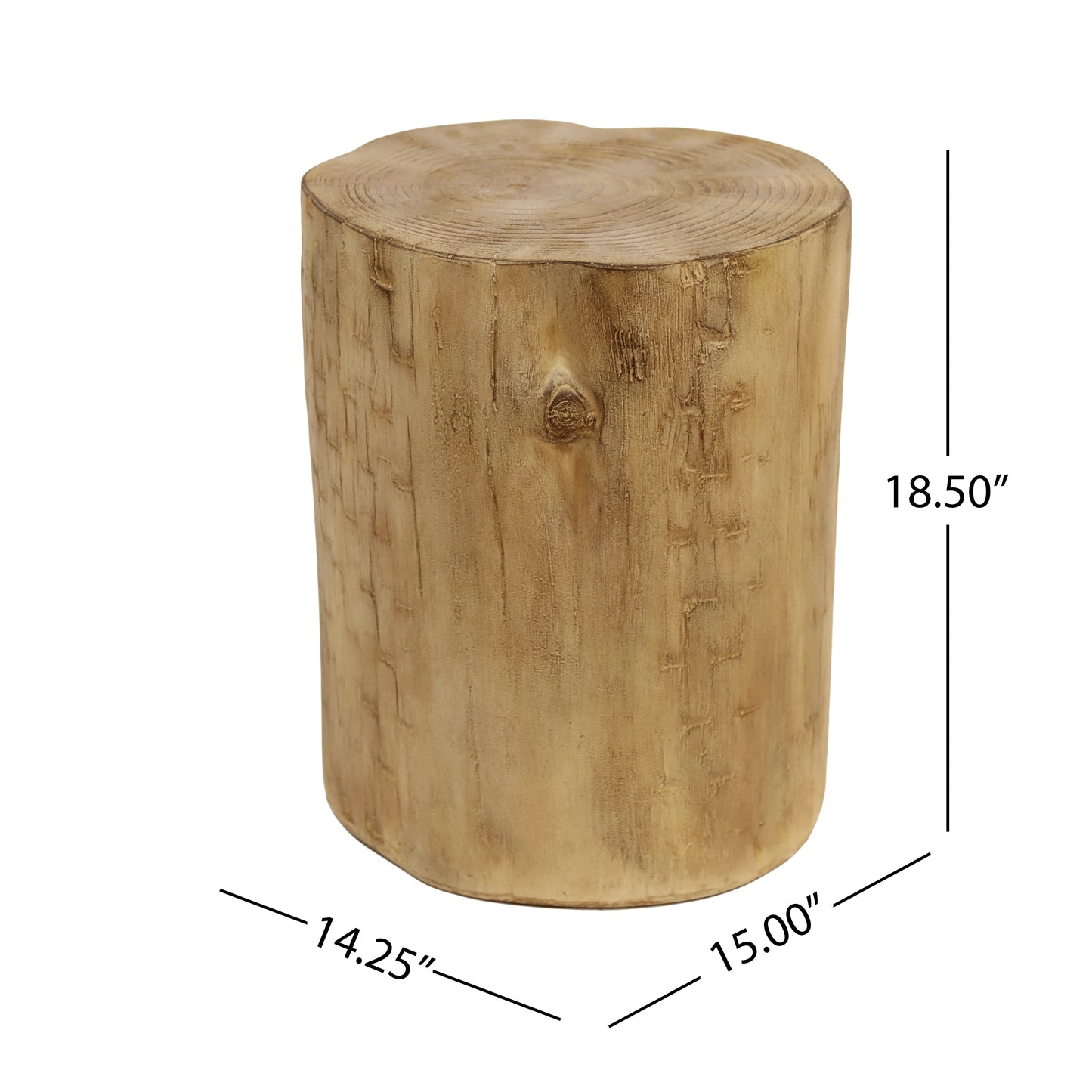 Outdoor 14.25inch MGO Side Table, Hand-Painted Wood  Stump