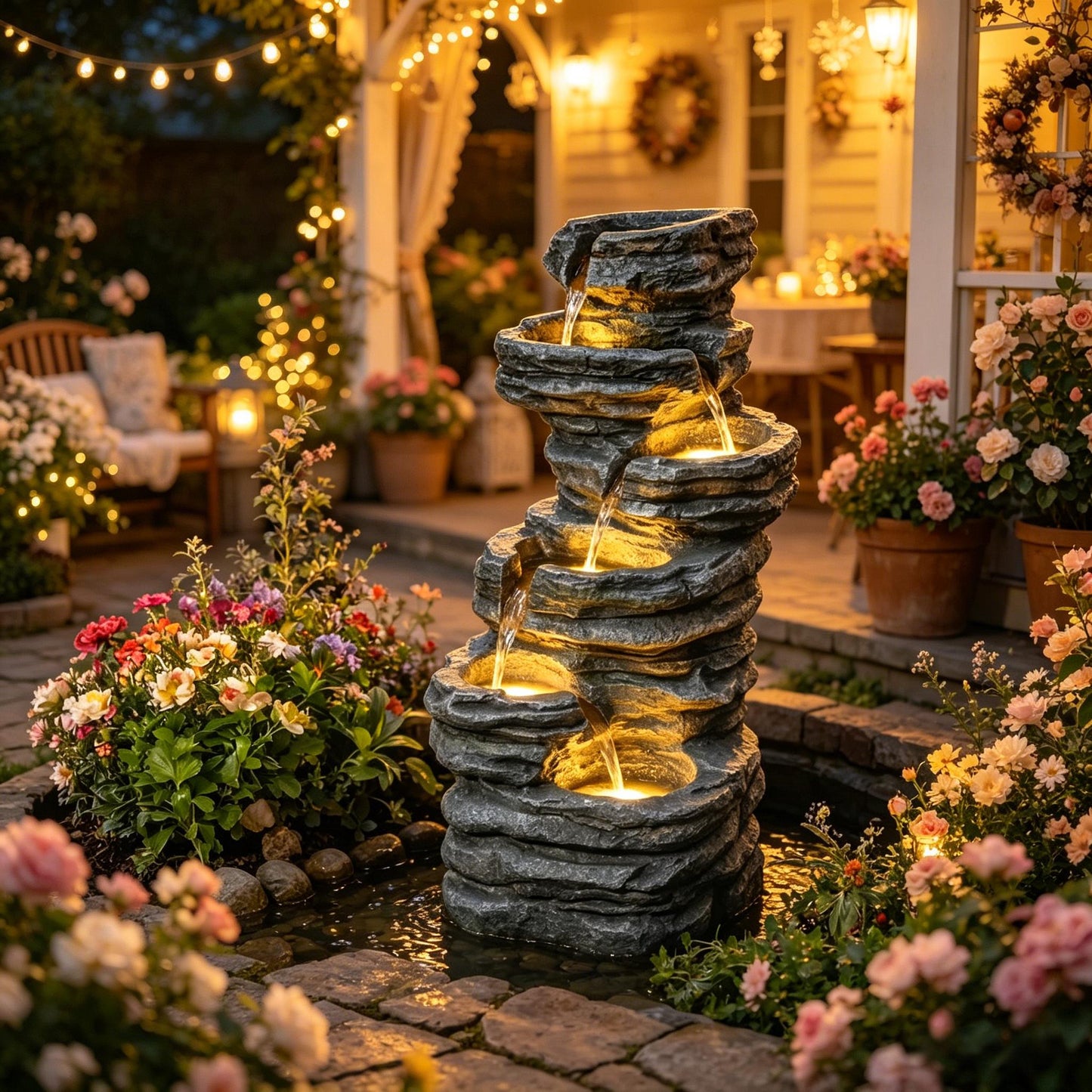 Cascading Waterfall Design Waterfall Fountain,Outdoor Waterfall Fountain,Tall Waterfall Fountain