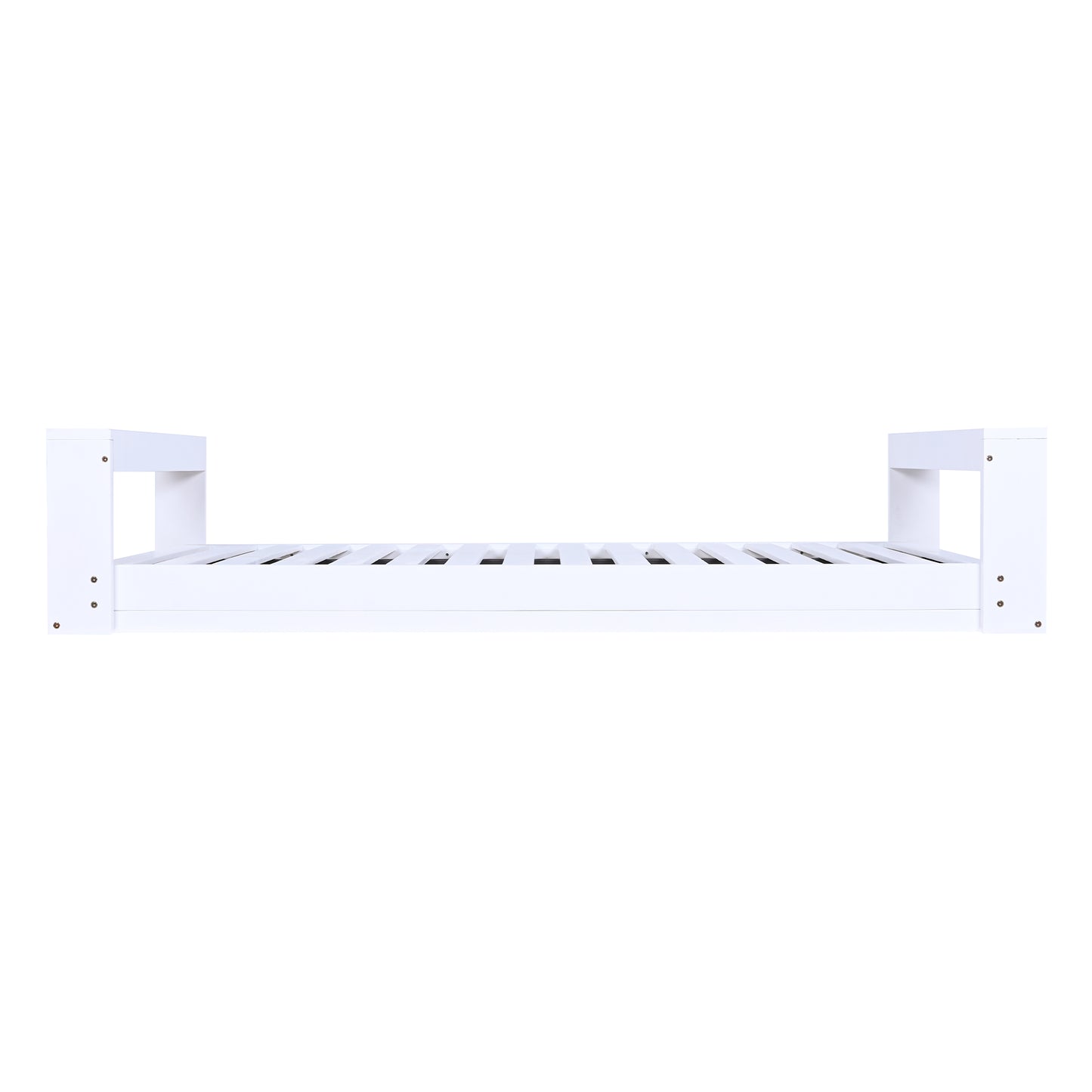 TOPMAX Twin Size Porch Swing Bed Seating Group, Patio Acacia Wood Swing Frame with Hemp Ropes for Garden, Backyard, White