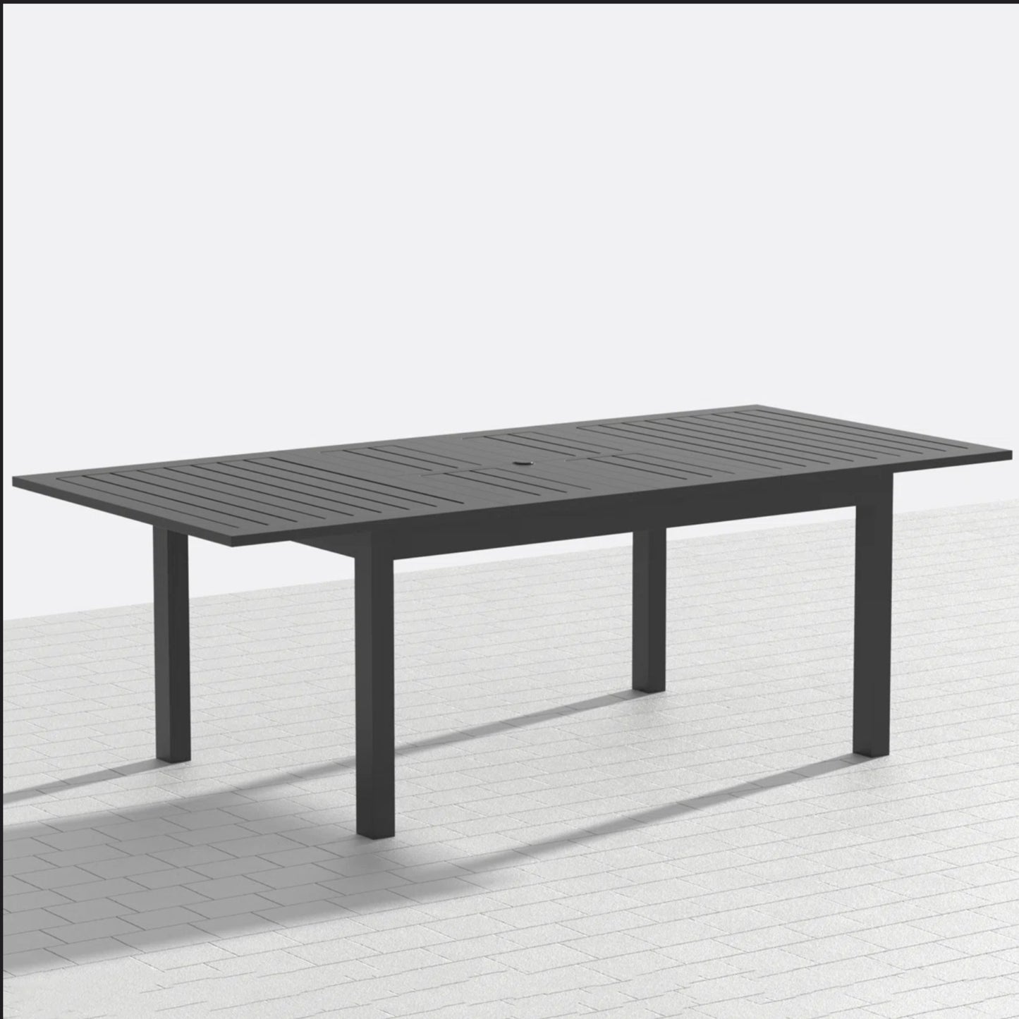 63"-92" Extendable Aluminum Outdoor Dining Table, All-Weather Gray Patio Table