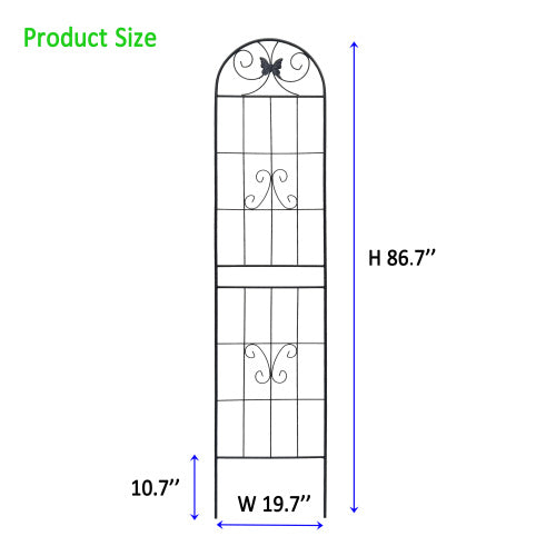 71 in. 2-Pack Black Metal Garden Trellis Rustproof Trellis for Climbing Plants Outdoor Flower Support