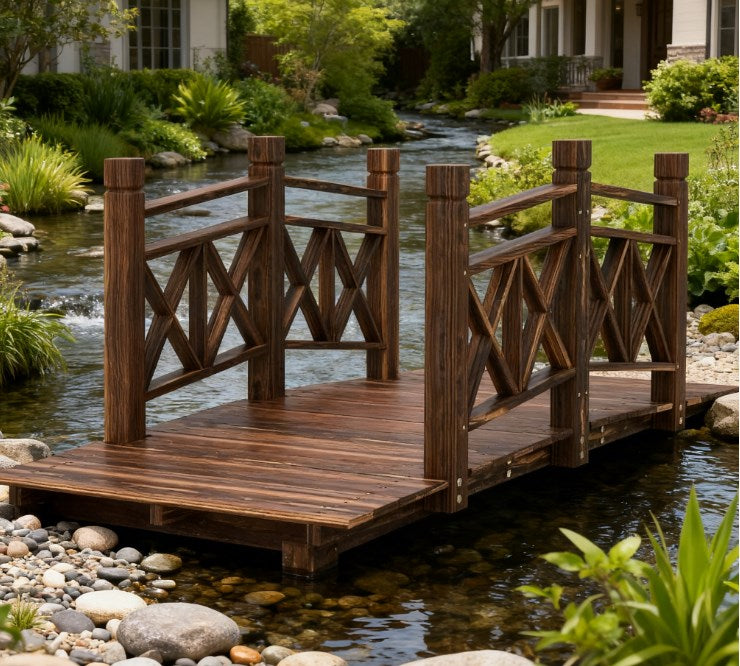 Garden Bridge,Wooden Garden Bridge Footbridge for Backyard Ponds, Creeks, Streams