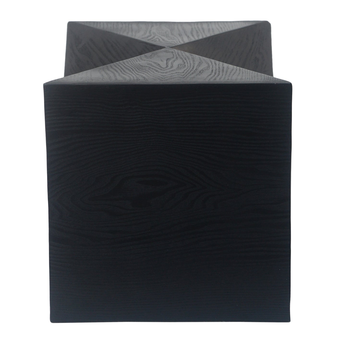 14.25" Black Prismatic Symmetry Concrete Side Table with Smooth Wood Grain Texture and Modern Prismatic Shape – Weather-Resistant Accent for Patio, Garden, or Balcony