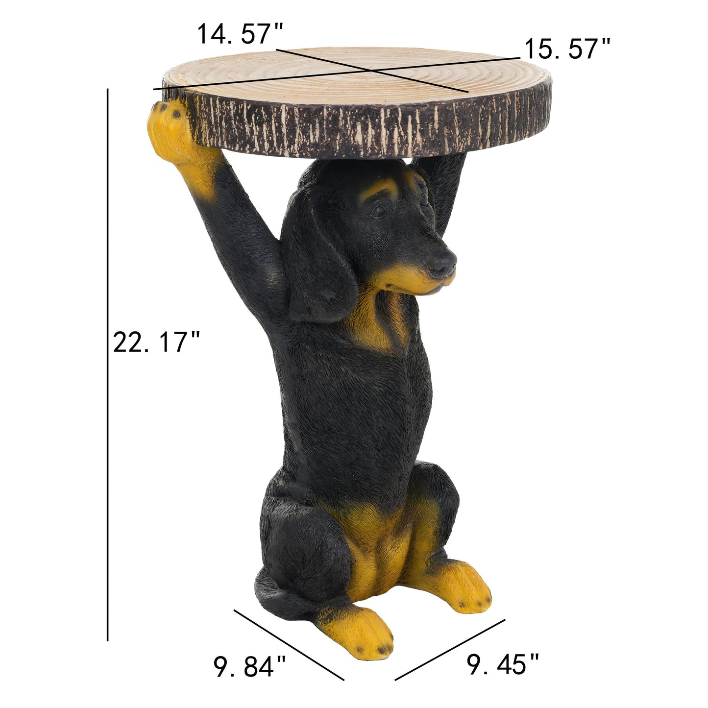 22.17"H Black Dog Side Table Pedestal End Table Stool, MGO Dog Statue Hand Painted Sculpture for Home, Office, Living Room & Outdoor Decor