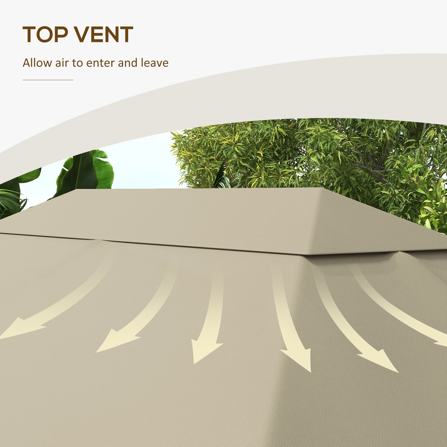 Outsunny 10' x 13' Gazebo Canopy Replacement, Outdoor Gazebo Cover Top Roof Replacement with Vents and Drain Holes, (TOP COVER ONLY), Khaki