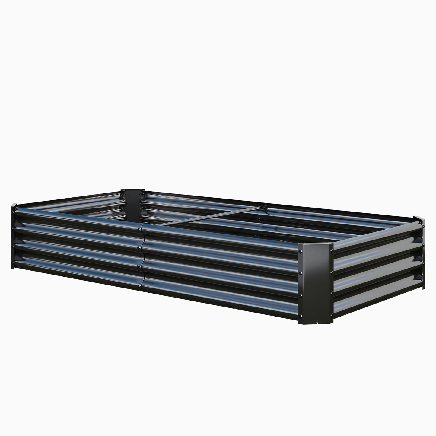 2PCS Black 6×3×1ft Metal Raised Rectangle Garden Planter Beds