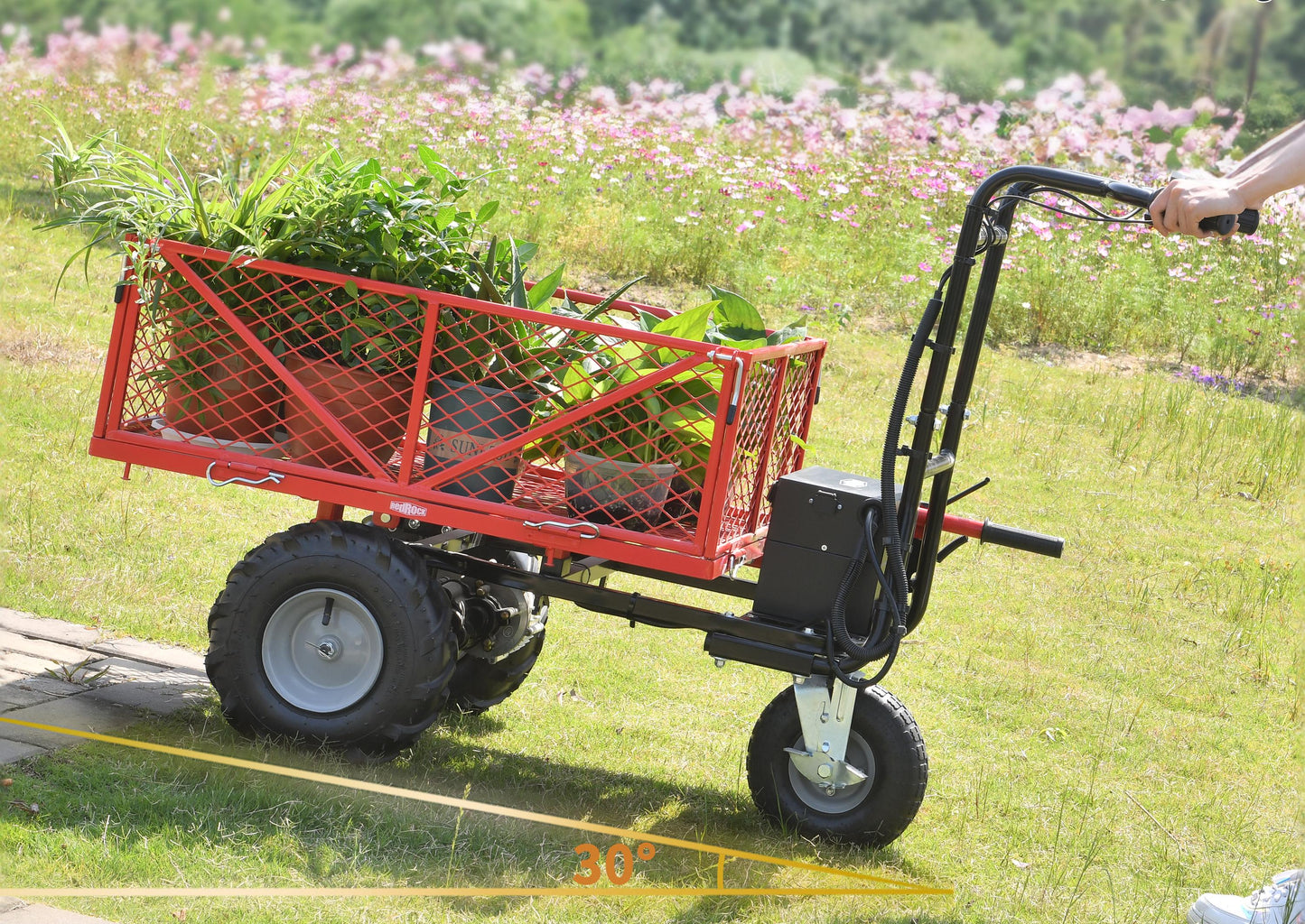 Wheelbarrow Utility Cart Electric Powered Cart 48V28Ah 500W  Capacity 500lbs (230kg)  Material Hauler 1000lbs Towing