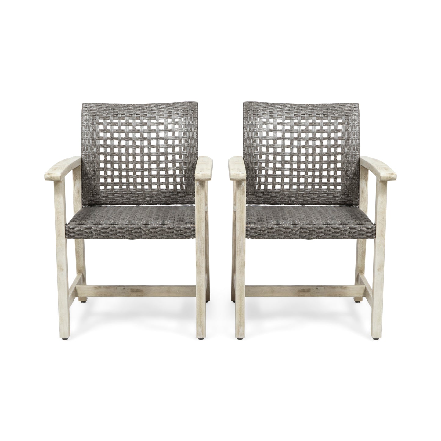 HAMPTON WOOD AND WICKER DINING CHAIR( SET OF 2 )