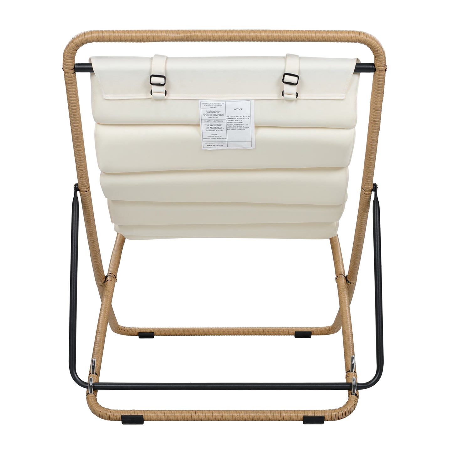 TREXM 2-Pieces Outdoor Folding Chair, Rattan-Wrapped Patio Chair with Adjustable Backrest, Thick Cushion, and Detachable Headrest ,for the Poolside, Beach, Backyard, Decck, and Camping (Yellow)