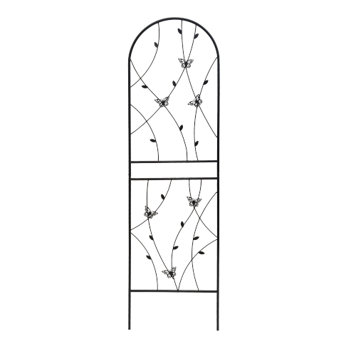 86. 7in. Outdoor Garden Butterfly Decorative Black Metal Climbing Plant Flower Trellis, 2 Pieces