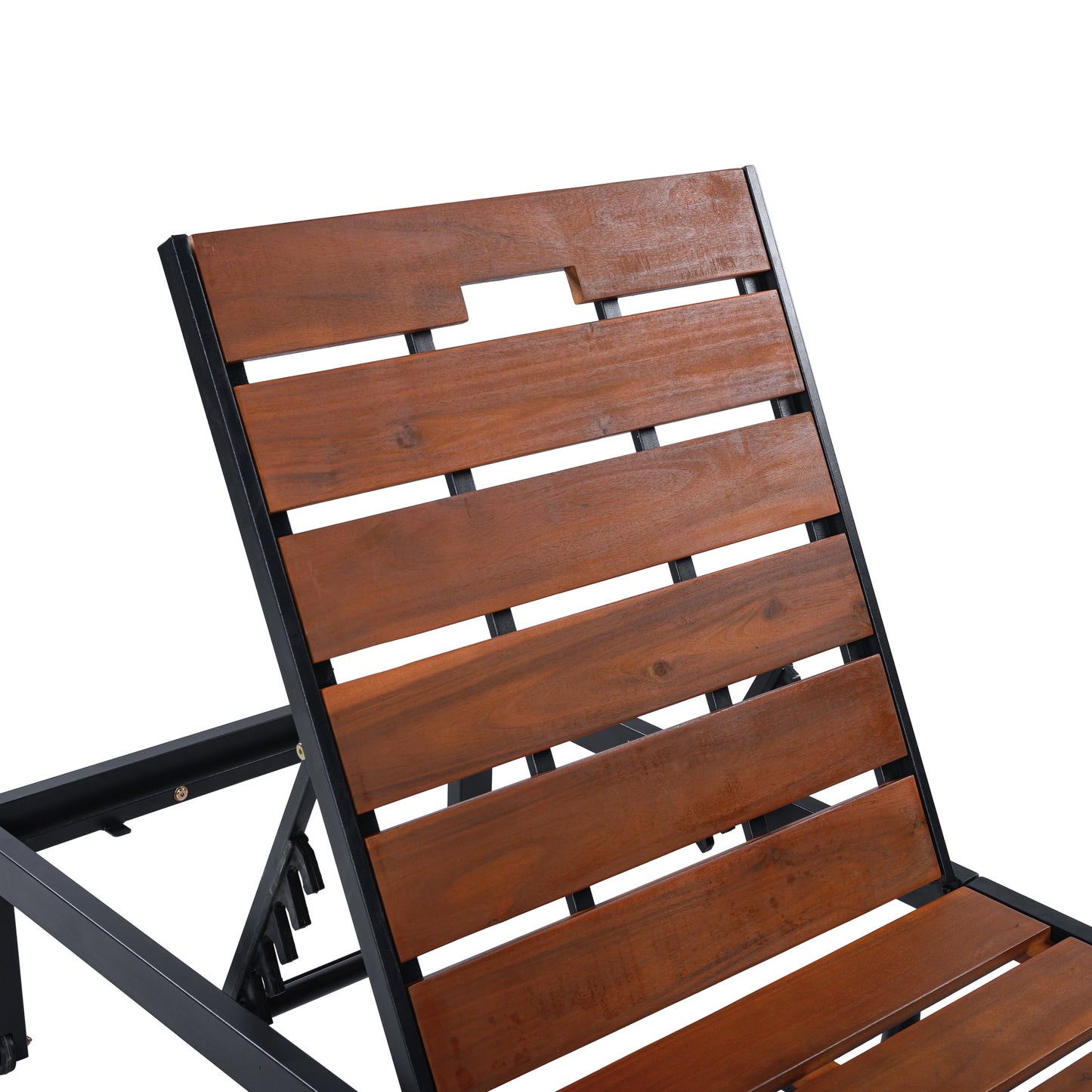 Outdoor Chaise Lounges Pool Lounge Chairs Outdoor Daybed Recliner with Adjustable Backrest for Patio, Poolside or Beach, Black+Brown