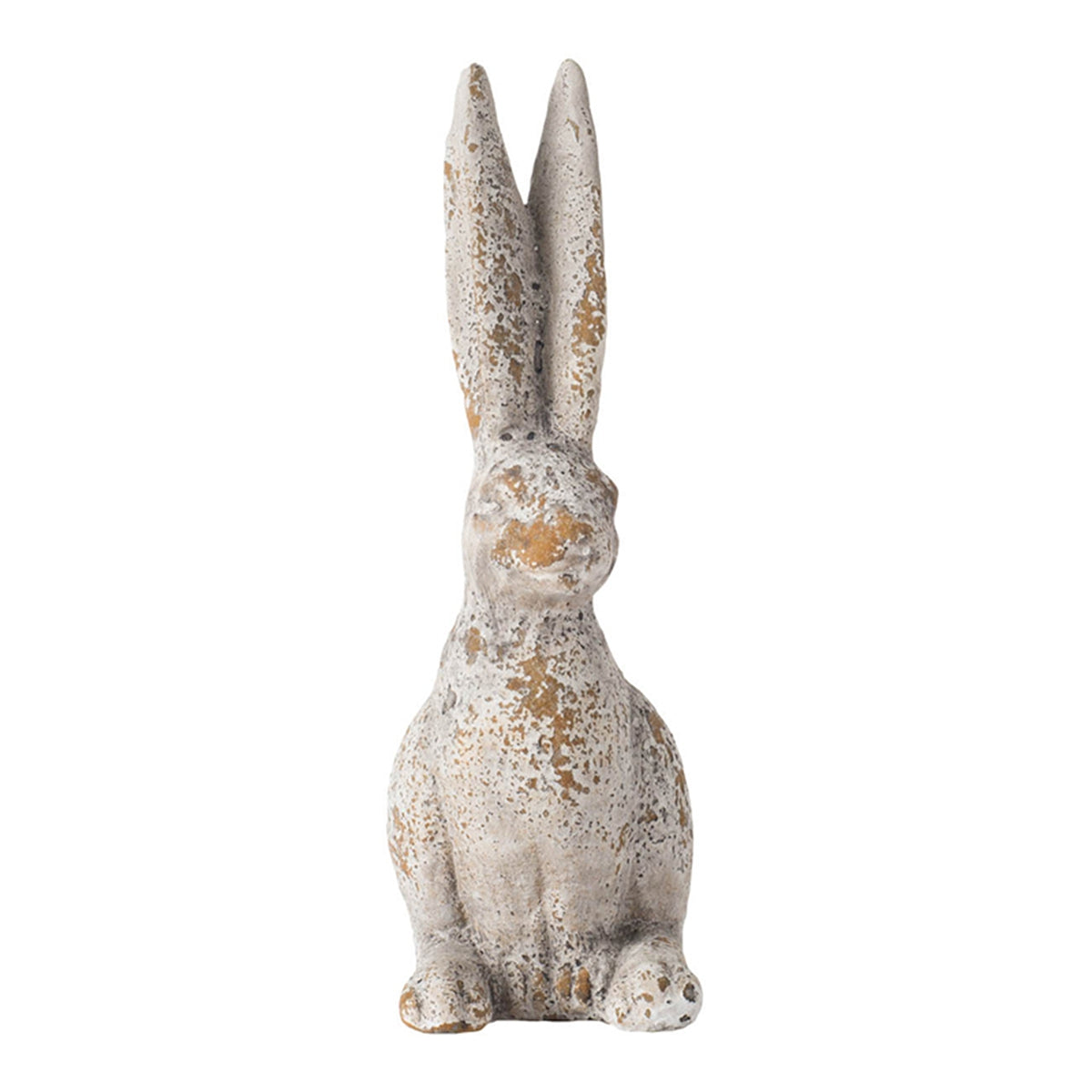 5.3x4.5x12.8" Weathered Cement Cream Rabbit Statue