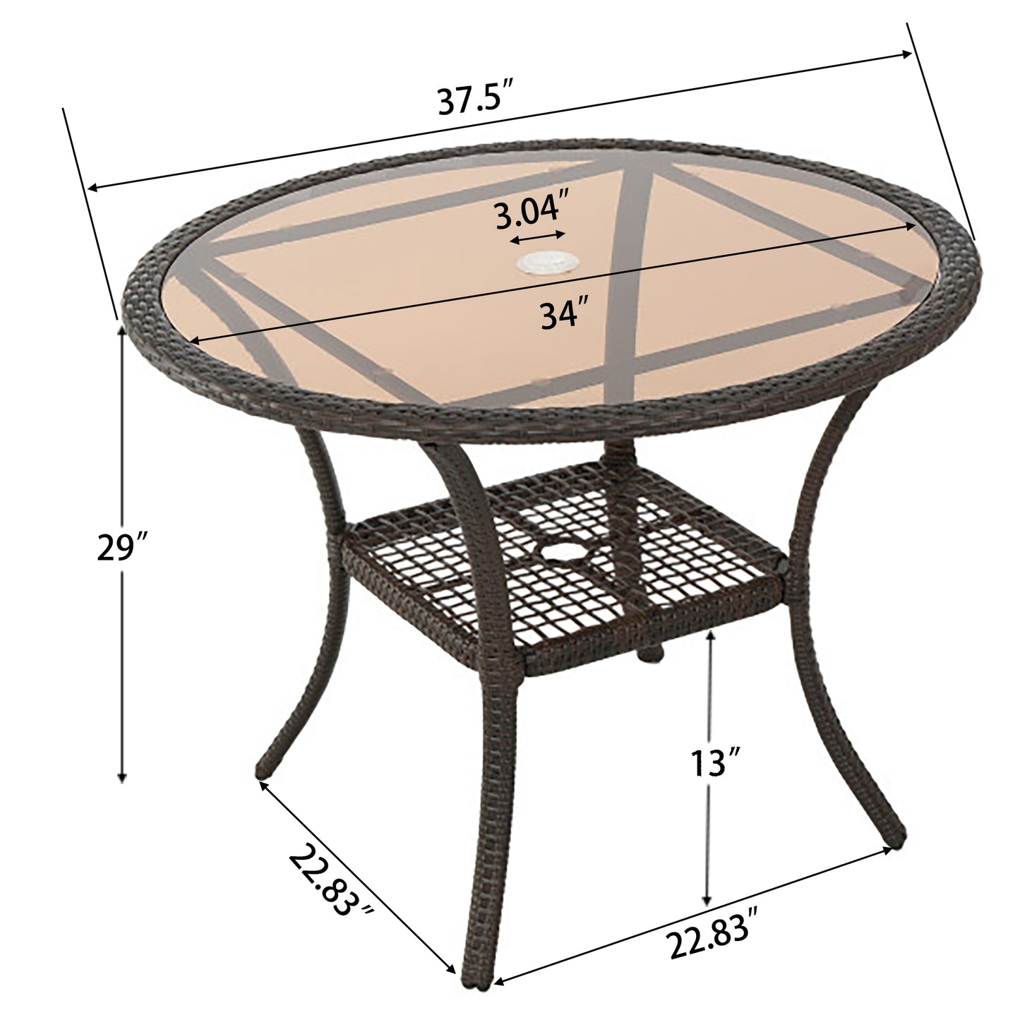 Outdoor Resin Table, old version 56225.00TBLBRN